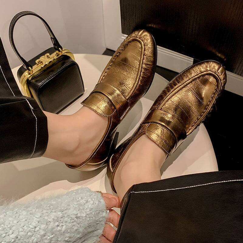 CHIKO Aubree Round Toe Block Heels Loafers Shoes