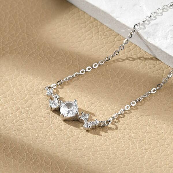 Sterling Silver Micro Pave Cubic Zirconia Link Bracelets