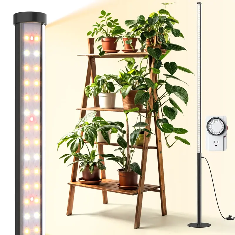 Barrina T10 Pro Standing Grow Light with Timer, 42W, 169 LEDs, Full Spectrum, Vertical Light, Wide Coverage, 4FT to 5.6FT Hei...