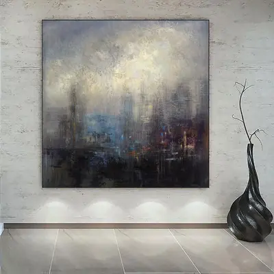 Abstract Painting on Canvas Dark Wall Art Heavy Textured Artwork Original Oil Painting Contemporary Wall Art for Indie Room D...