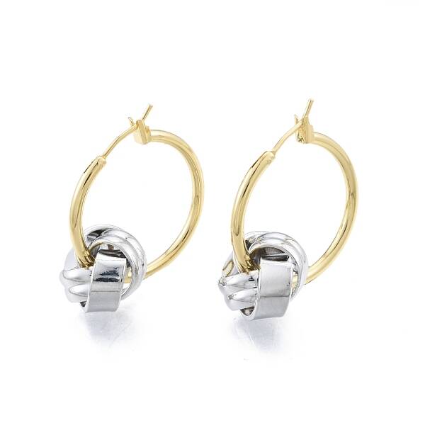Brass Knot Beaded Hoop Earrings for Women