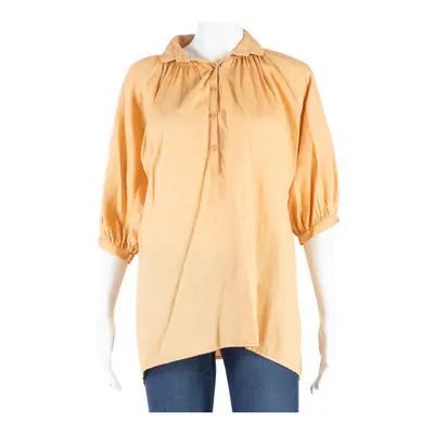 Womens Blouse Orange Collared Floral L