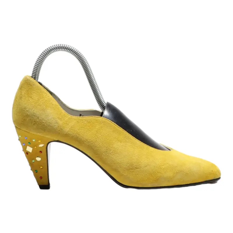 FRANCO CELIN Pump Heels Yellow Suede Womens UK 6