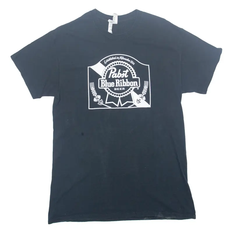 GILDAN Blue Ribbon Beer Mens T-Shirt Black M