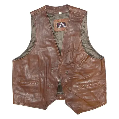 APOLLO Mens Waistcoat Brown Leather 90s M