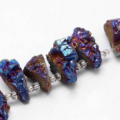 Electroplated Natural Agate Bead Strands