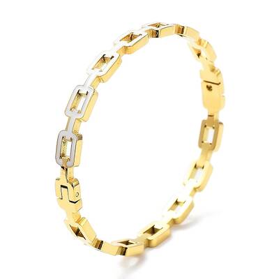 Ion Plating(IP) 304 Stainless Steel Hollow Rectangle Bangles
