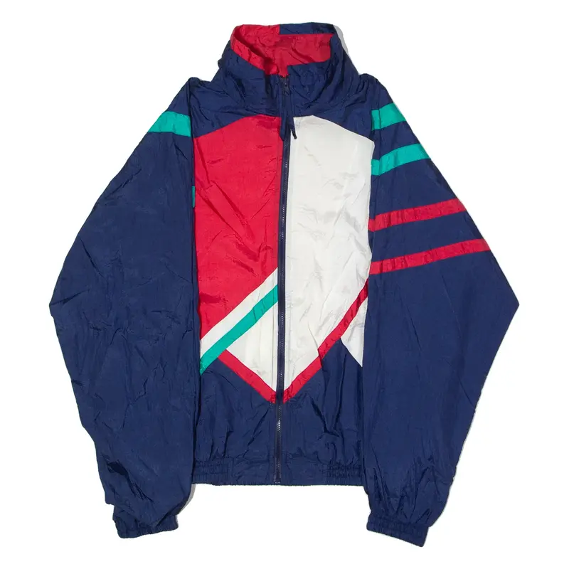 GFC TRADING CO Mens Shell Jacket Blue Nylon 90s Colourblock L