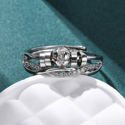 Brass Micro Pave Clear Cubic Zirconia Finger Rings for Women Ease Anxiety