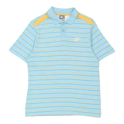 Age 12-13 Nike Striped Polo Shirt - Large Blue Cotton