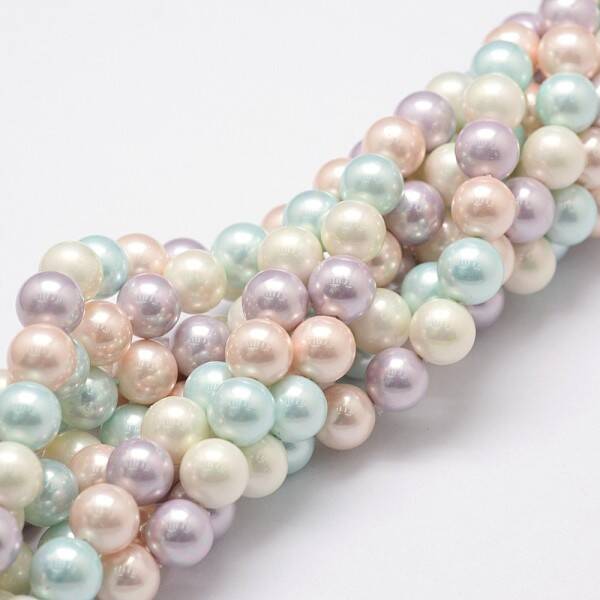Polished Shell Pearl Bead Strands