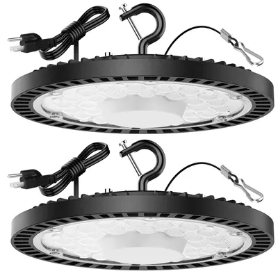 2 Pack 24000LM UFO LED High Bay Lights, 150W LED Shop Lights, 600W MH/HPS Equivalent Warehouse Lights 5000K, Waterproof Indus...