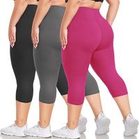 3 Pack Plus Size Leggings for Women X-Large-4X High Waisted Capri Leggings with Pockets for Women Tummy Control Yoga Pants Wo...