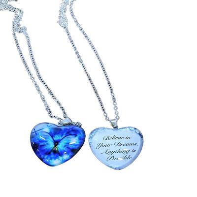 Heart Glass Pendant Necklaces