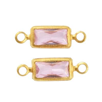Brass Pave K9 Glass Connector Charms