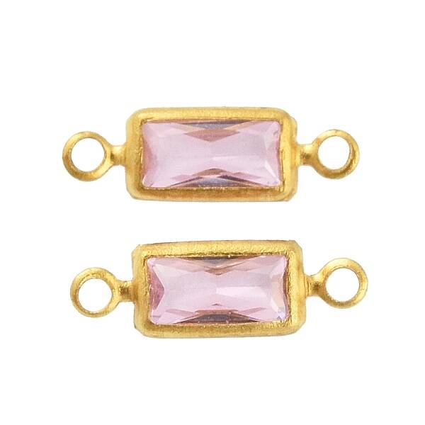 Brass Pave K9 Glass Connector Charms