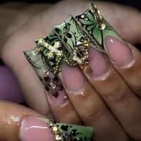 Flower Design Rhinestone Decor Fake Nails with Tools, 24pcs Glam Long Square Press on Nails for Women & Girls DIY Nail Art, E...