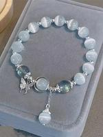 Vintage Craft Stone Butterfly Charm Beaded Bracelet, Sweet Fashion Accessories for Women & Girls, Trendy All-match Accessorie...