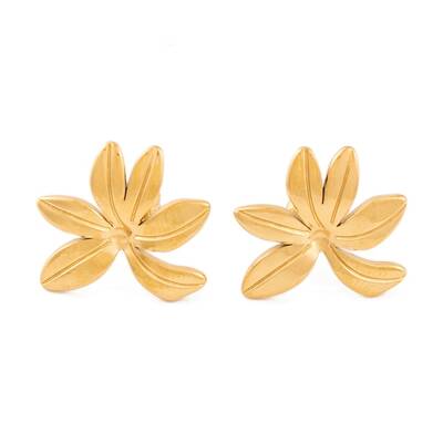 Ion Plating(IP) Flower 304 Stainless Steel Stud Earrings for Women