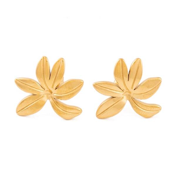 Ion Plating(IP) Flower 304 Stainless Steel Stud Earrings for Women