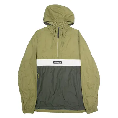 TIMBERLAND Mens Pullover Jacket Green Hooded Colourblock L