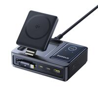 Baseus NOMOS 5-in-1 Desktop Charger 3C+U 140W US Qi2 Wireless Charging+Retractable Cable+Digital Display