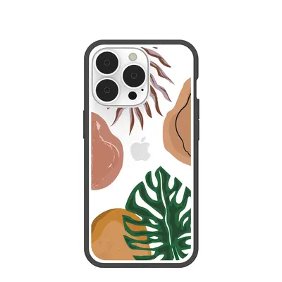 Clear Abstract Botanics iPhone 13 Pro Case With Black Ridge