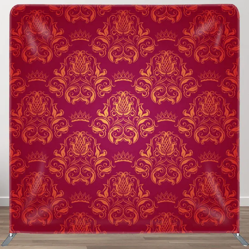 Aperturee Royal Crowns Pattern Dark Red Frabric Backdrop Cover - Aperturee
