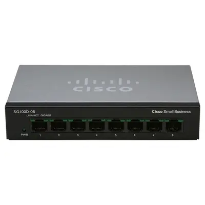 Cisco SG100D-08-NA | Small Business 100 Series SG100D-08 8 x 10/100/1000Base-T RJ-45 Layer 2 Unmanaged Gigabit Ethernet Netwo...