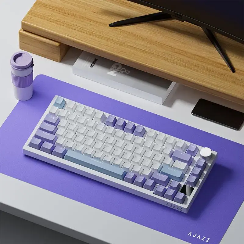 Ajazz AK820 Pro 75% Mechanical Keyboard, 1 Count Gasket-Mounted Gaming Keyboard with TFT Smart Display & Knob, BT 5.1/2.4G Wi...