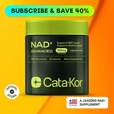 Cata-Kor NAD+ Advanced - NAD+ Supplement for Energy & Healthy Aging - 500mg per Serving - 60 Count (30 Day Supply) - Previous...