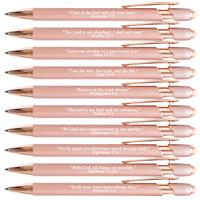 Bible Verse Ballpoint Writing Pen, 10pcs/set Versatile Functionality Black Ink Retractable Ballpoint Pen with Stylus Tip, Bac...