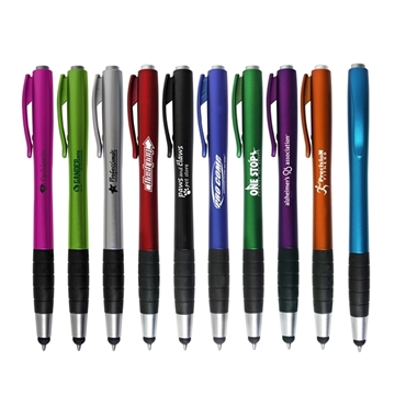 250 Customized Economy Pen Stylus - Metallic & Rubber Grip