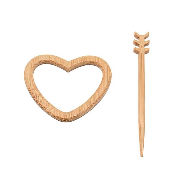 Heart Wooden Shawl Pin