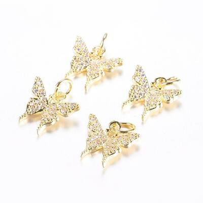 Long-Lasting Plated Brass Micro Pave Cubic Zirconia Charms