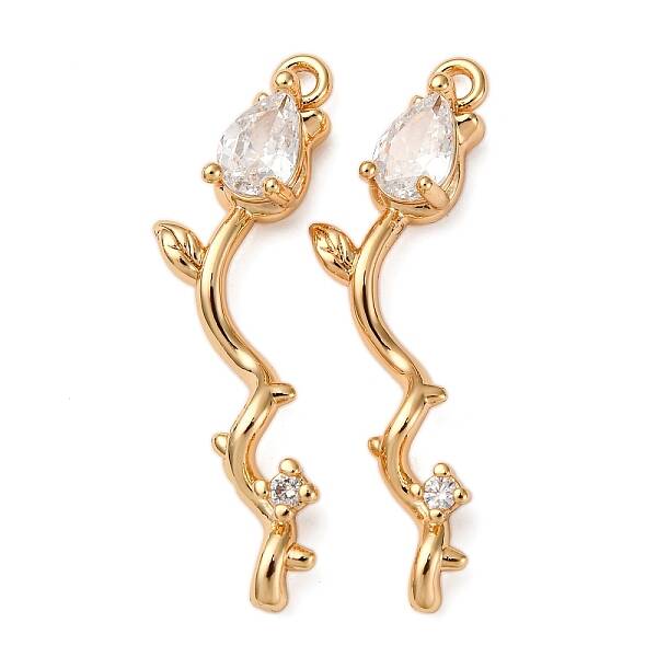 Brass Micro Pave Clear Cubic Zirconia Pendants