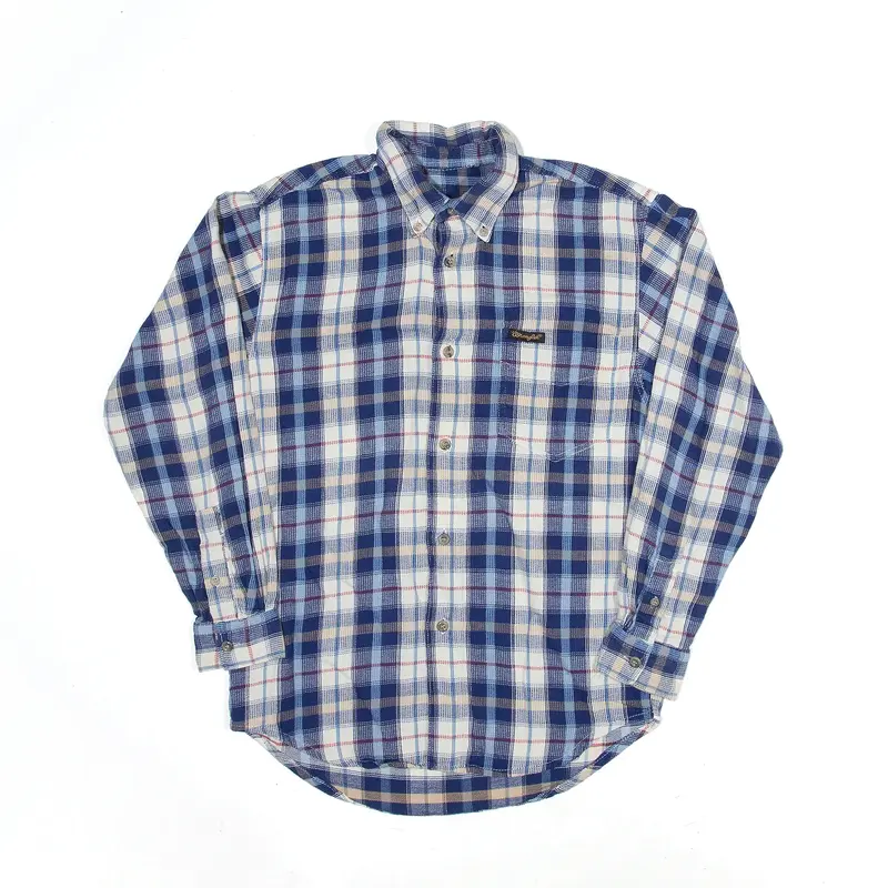 WRANGLER Shirt Blue Check Long Sleeve Boys M