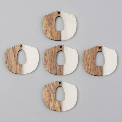 Opaque Resin & Walnut Wood Pendants