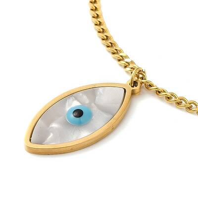 Natural Shell with Enamel Horse Eye Pendant Necklaces