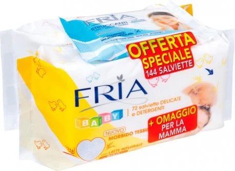 Fria Baby Wet Wipes 2x72 + Free Gift 10 Makeup Remover Wipes for Mom