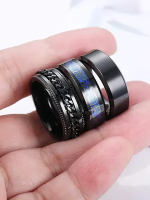 Casual Stainless Steel Rings for Summer 2024, Trendy Punk Style Rings, Fashion Accessories for Men, Daily & Party Wear, Trend...