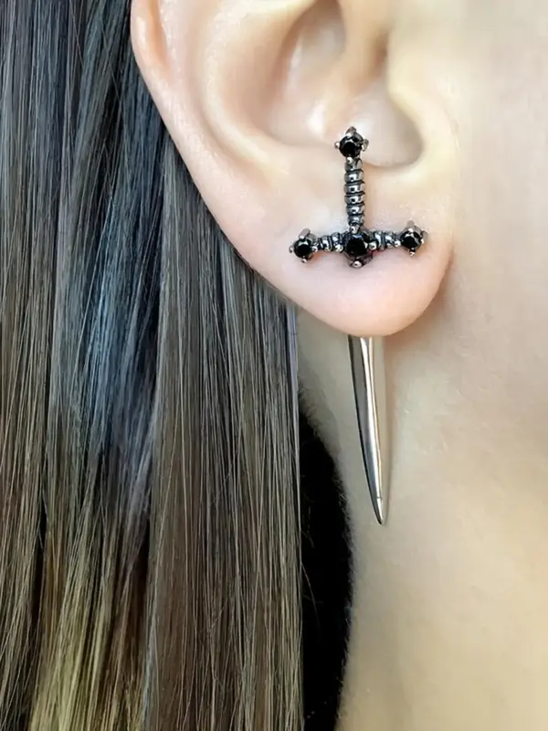 Women's Easter Street Sword Decor Alloy Earrings, Casual All-match Jewelry for Girls Gift, Simple Classic Fashion Accessories...