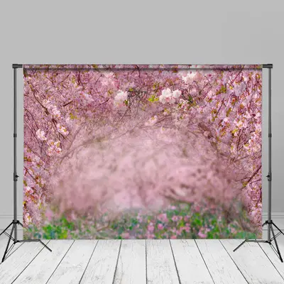 Pink Blossom Sakura Flower Tree Spring Photo Backdrop - Aperturee