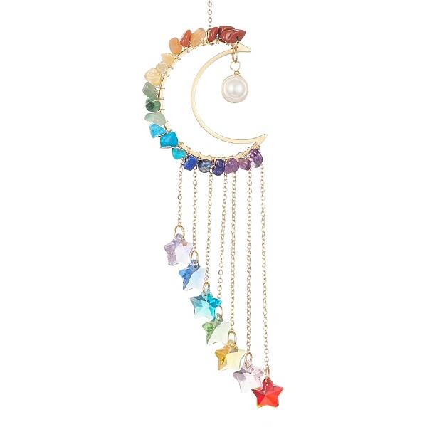 Glass Star & Natural Pearl Pendant Decoration