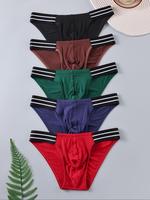 Men's Striped Print Boxer Brief, Casual Comfy Breathable Slim Fit Underwear for Daily Wear, Men's Underwear for All Seasons, ...