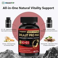 HIILEATHY | Shilajit Pro Max + Vitamin K2 D3 Complex – Supports Cardiovascular Health, Strong Bones & Longevity – 60 Vega...