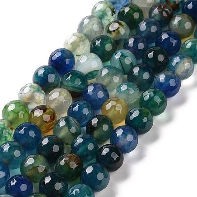 Faceted Natural Agate Beads Strands