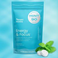 Neuro Energy Caffeine Mints (90 Pieces) - Sugar-Free Nootropic Mints for Energy & Focus with L-theanine, Caffeine, Vitamin B1...