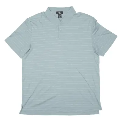 CALVIN KLEIN Polo Shirt Blue Striped Short Sleeve Mens L