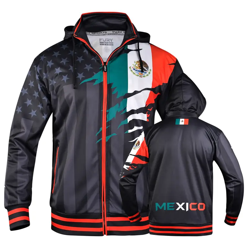 Fury Versatile Lightweight All-Weather Sports Jacket with Removable Hood for Usa flag design with Mexico Guatemala Honduras a...